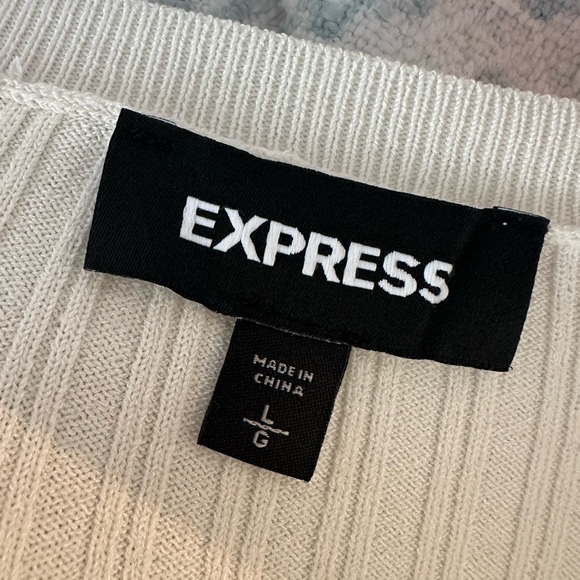 Express Cream Ribbed Sweater - Picture 3 of 3